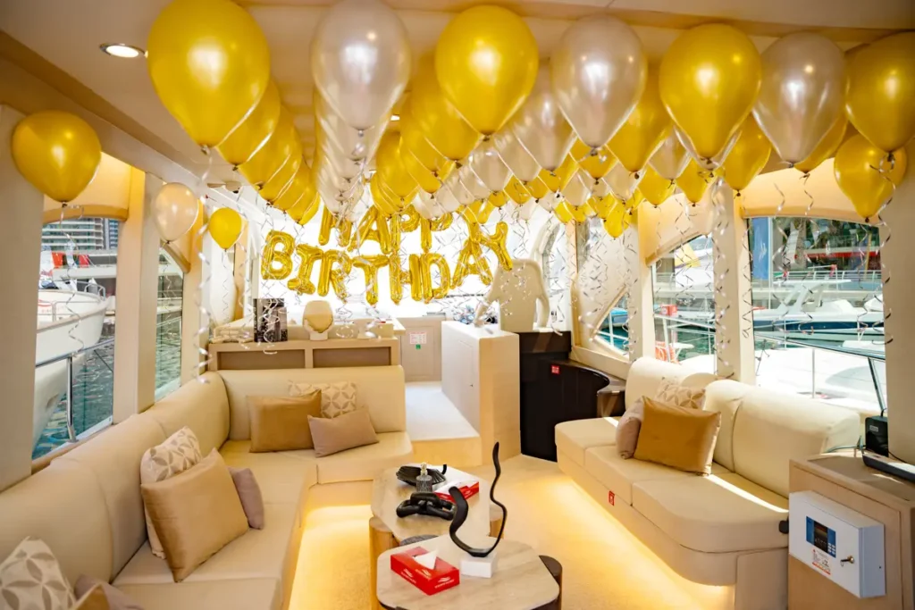 surprise yacht birthday party in Dubai